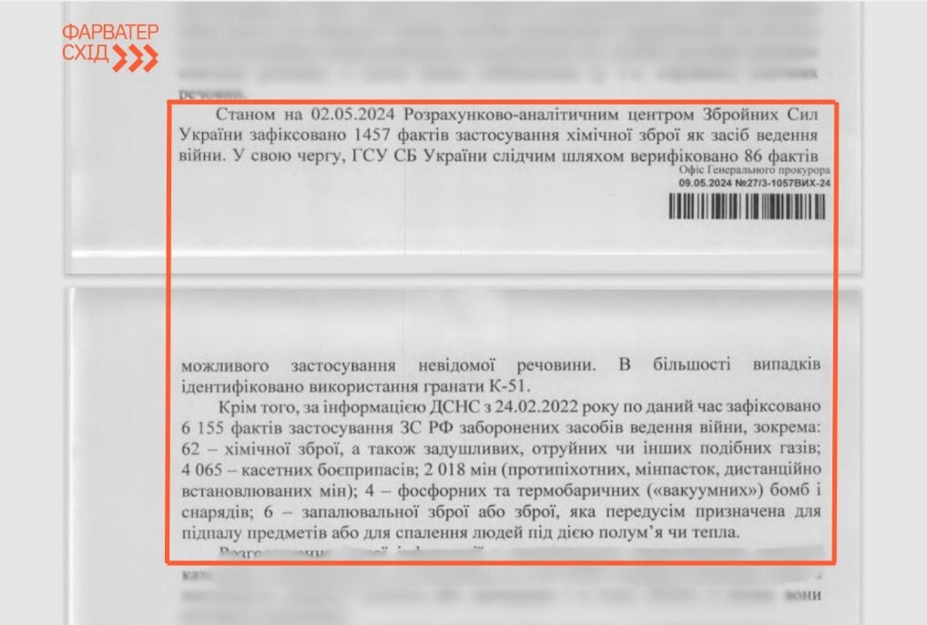 З початку повномасштабного вторгнення війська РФ більше 6000 раз застосовували неконвенційну зброю