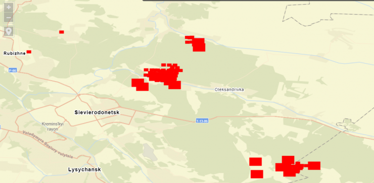 Лісові пожежі вирують поблизу окупованого Сіверськодонецька